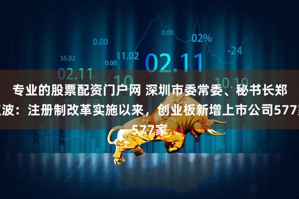 专业的股票配资门户网 深圳市委常委、秘书长郑红波：注册制改革实施以来，创业板新增上市公司577家